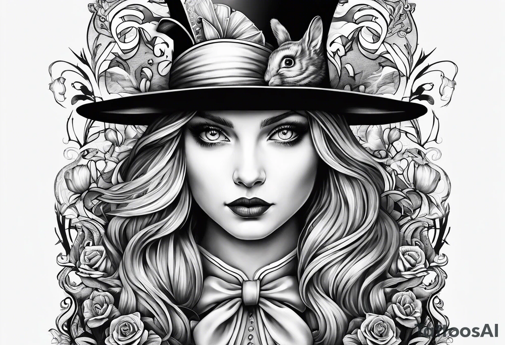 Alice in wonderland, Alice solo facing the viewer tattoo idea