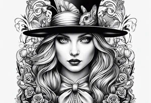 Alice in wonderland, Alice solo facing the viewer tattoo idea