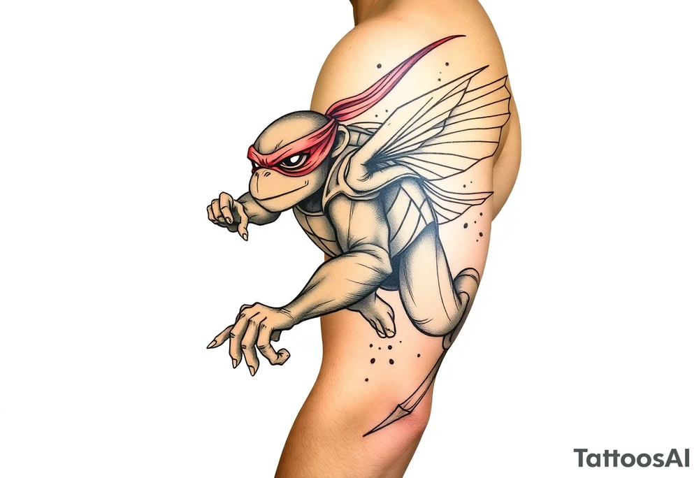 Flying ninja monkey turtle tattoo idea