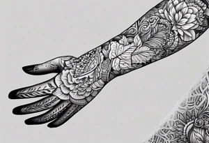 Elbow length lace glove tattoo idea