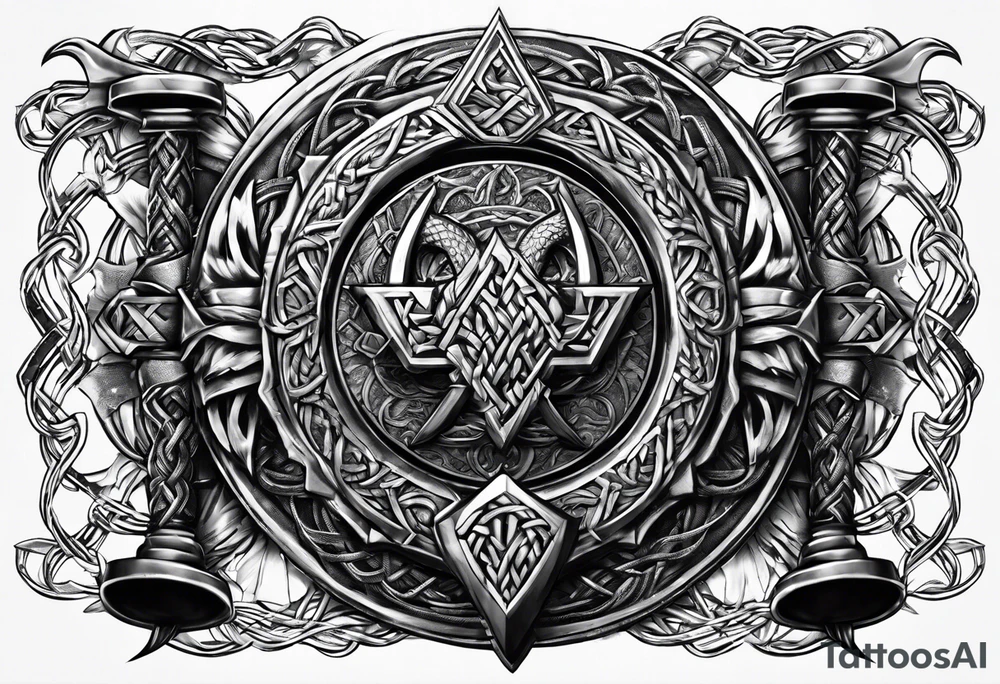 Valhalla sword chain barbed wire
dragon axe Valknut tattoo idea Valhalla sword chain barbed wire
dragon axe Valknut tattoo idea