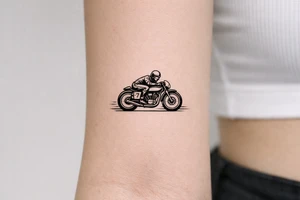 Vintage motorcycle racing, black and white illustration tattoo idea