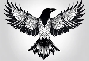 silhouette of a crow with half open wings tattoo idea