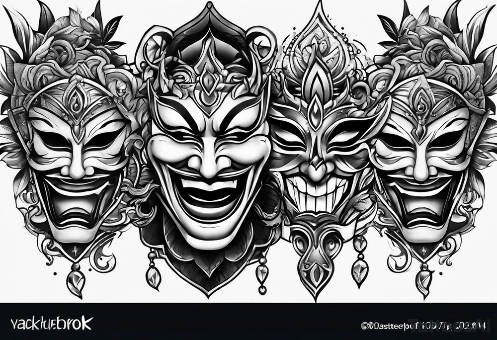 cool Tattoo Drama two Mask laugh and cry tattoo idea