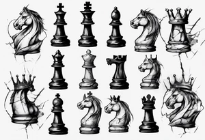 big king chess with lots of cracks marble tattoo idea