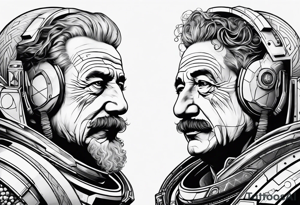 spartan, outer space, einstein, sleeve tattoo idea