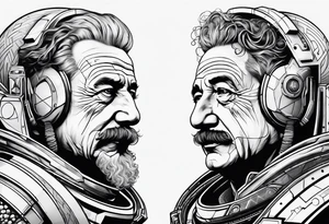 spartan, outer space, einstein, sleeve tattoo idea