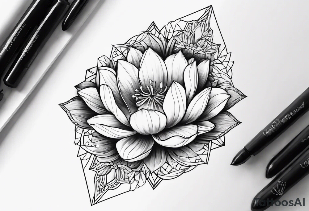 lotus and tulip combined tattoo idea