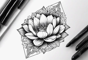lotus and tulip combined tattoo idea