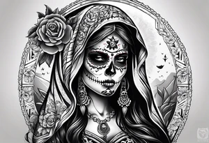 mexican style santa muerte tattoo for shoulder tattoo idea