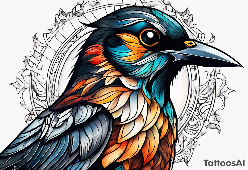A abstract blackbird tattoo idea