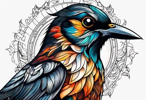 A abstract blackbird tattoo idea