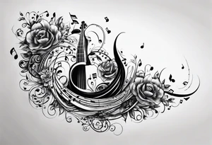upper arm sleeve with musical notes and lyrics from the song Everlong tattoo idea