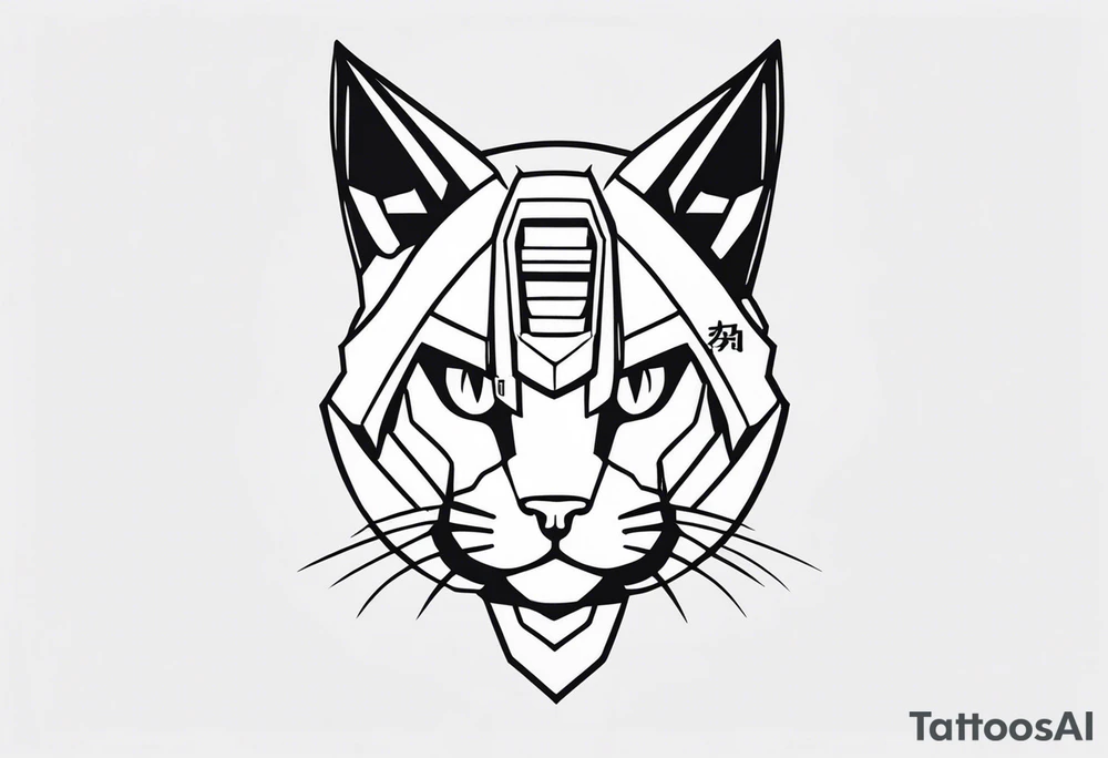 gundam cat wrist tattoo black and white minimalistic tattoo idea