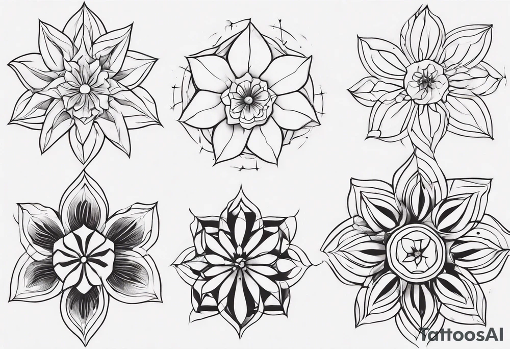 Minimalist Ornemental flower geometric tattoo idea
