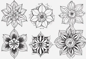 Minimalist Ornemental flower geometric tattoo idea