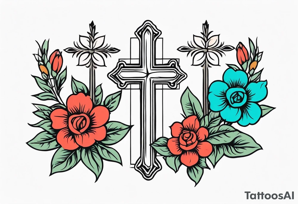 three crosses


vintage flowers
old school vintage simple traditional design 



bold color simple tattoo idea