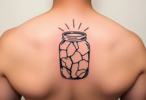 design a tattoo based on “treasures in jars of clay”design a jar that is slightly cracked with some rays of light coming out. tattoo idea