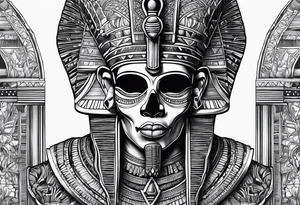 Black pharaoh skull tattoo idea