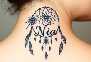 Name Nia in a  dreamcatcher tattoo idea
