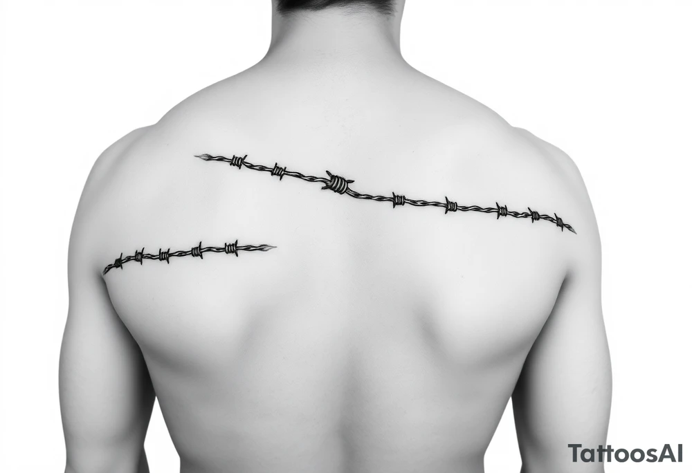 I want a barbed wire wraparound tattoo on my forearm that starts from my hand and goes around my arm to my bicep where it ends up coiling itself on the bicep. It should also have a part that looks like a chain which is breaking to representing breaking generational curses tattoo idea