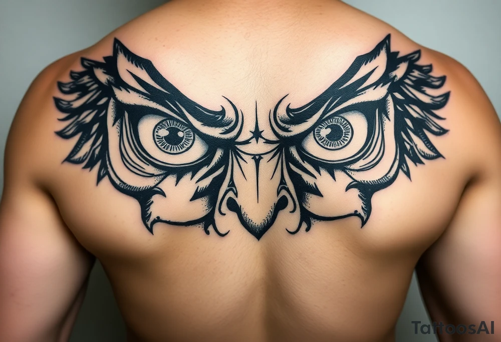 powerful faces with huge eyes tattoo idea