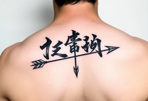 japanese writing with bow and arrow tattoo idea