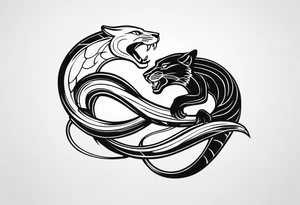 A snake and a panther To fight and wrap around the word "vitality" tattoo idea