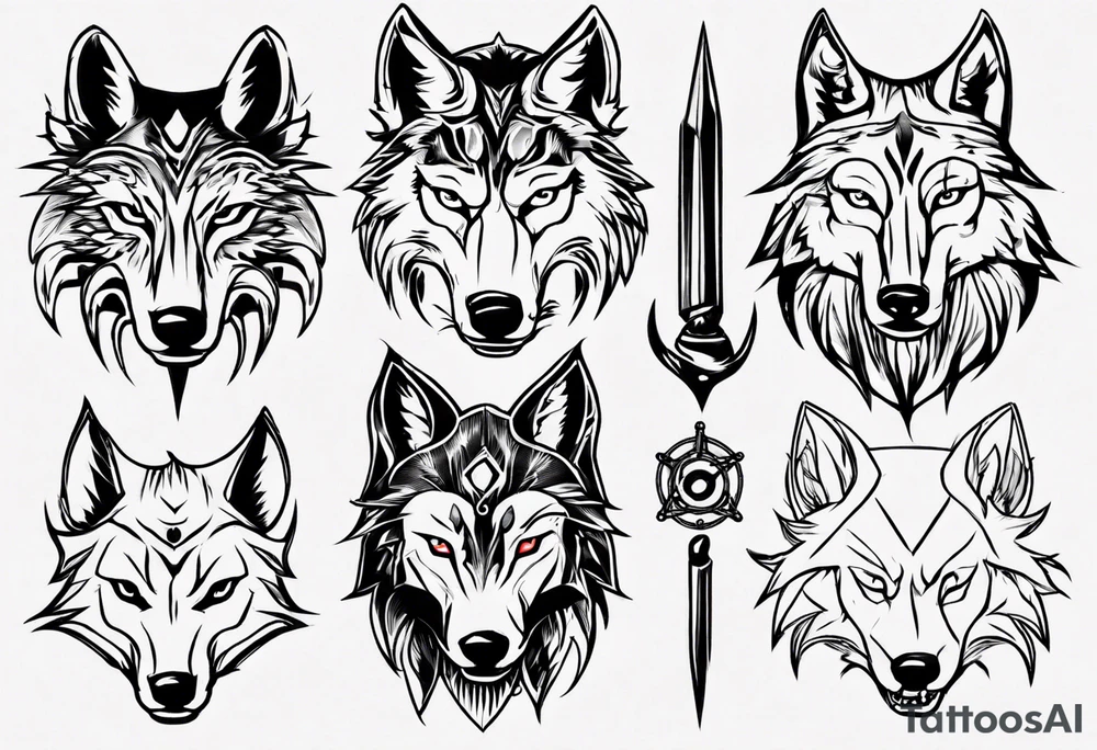 wolf head tattoo idea