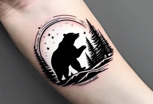 I want wrist band tattoo resemble bear and divine light on hill top tattoo idea