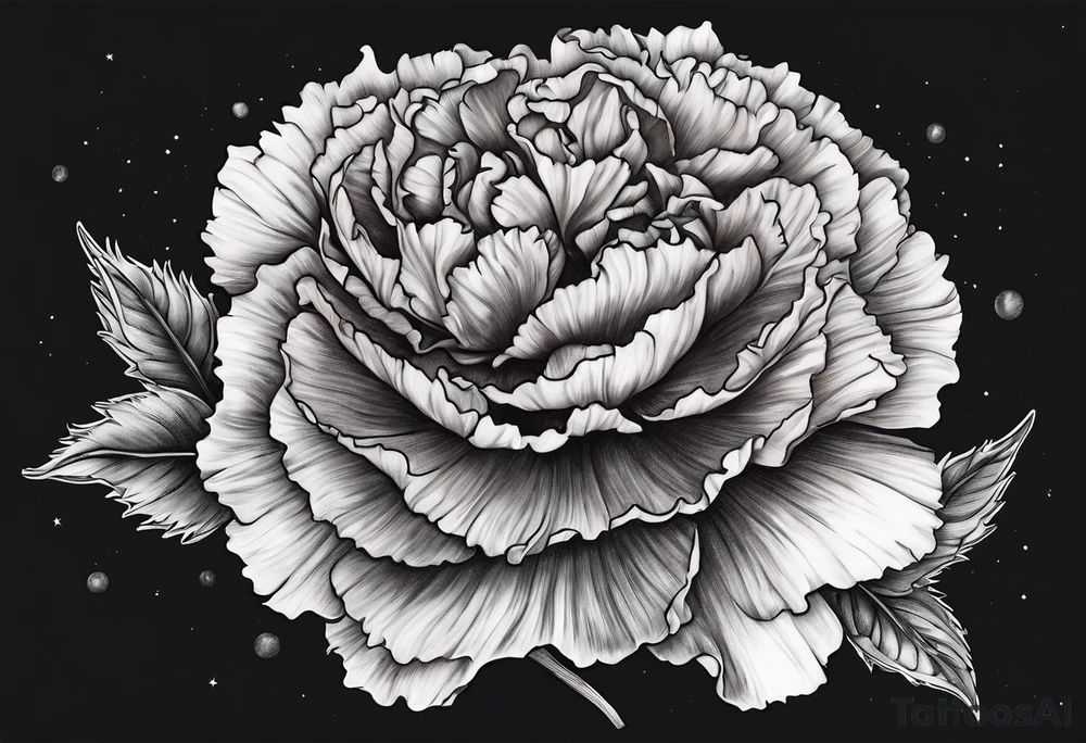 Carnation with moon behind it tattoo idea