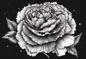 Carnation with moon behind it tattoo idea