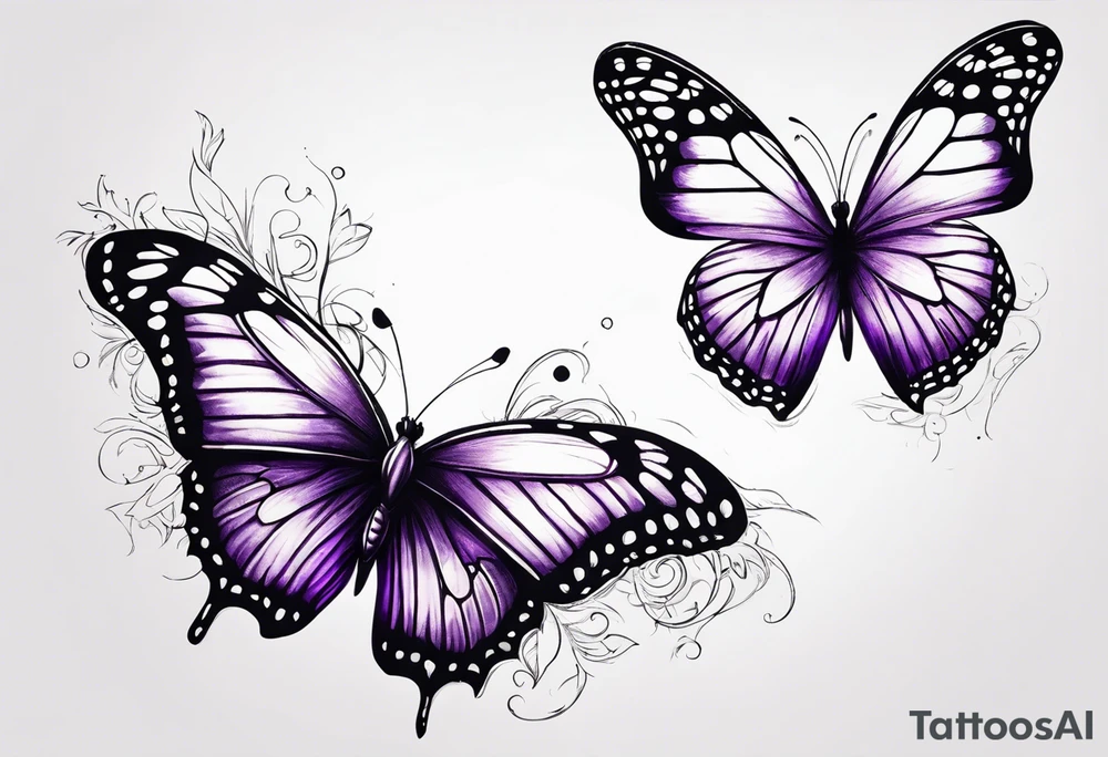 Purple butterfly flying tattoo idea