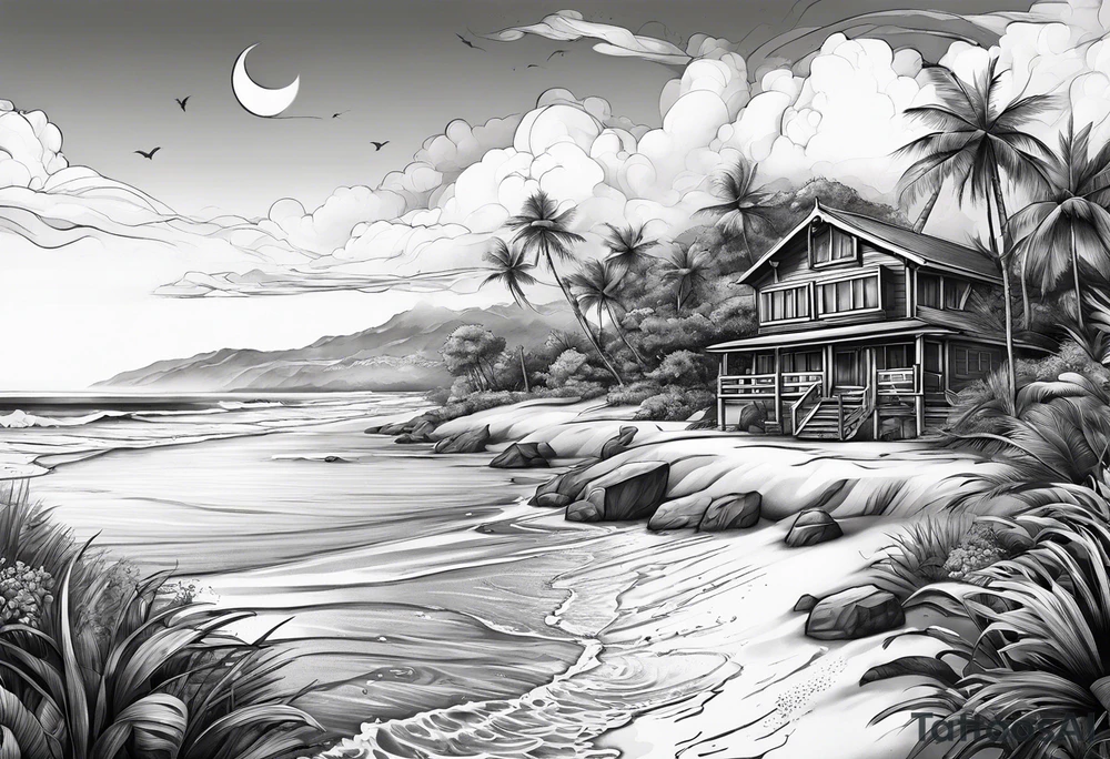 Beach landscape infront of me tattoo idea