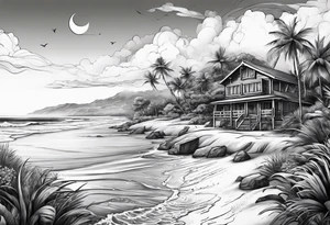 Beach landscape infront of me tattoo idea