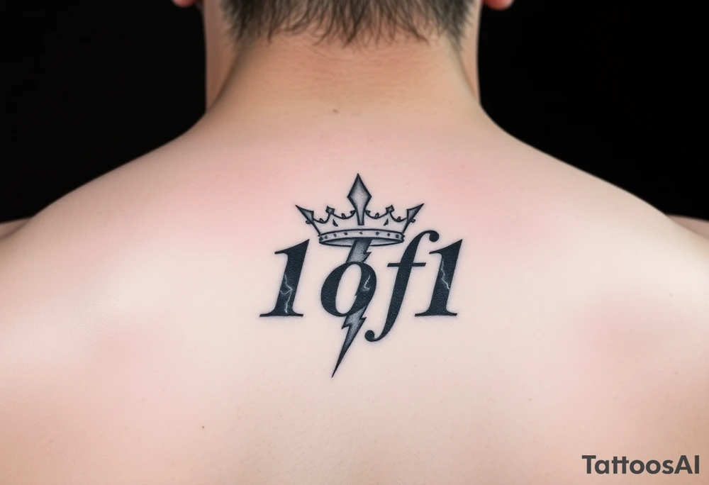 forearm I want it to say 1of1 with a crown above “of” with lightning shadow tattoo idea