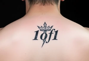 forearm I want it to say 1of1 with a crown above “of” with lightning shadow tattoo idea