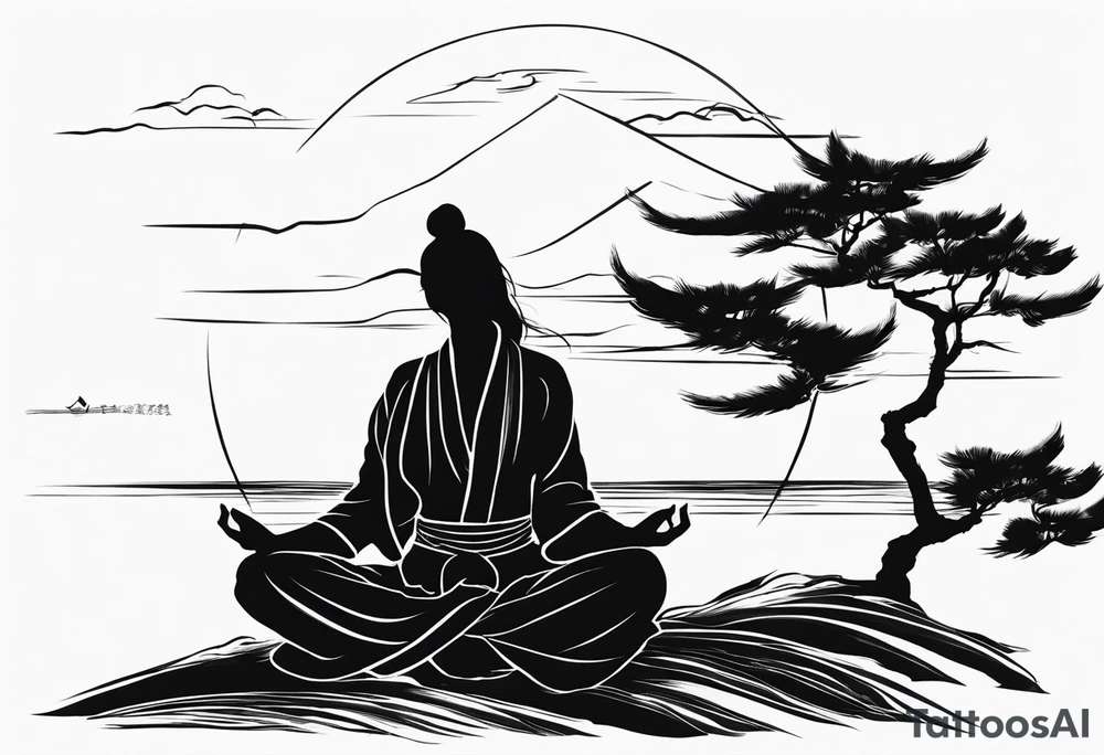 meditating pose, silhuette, wuxia tattoo idea