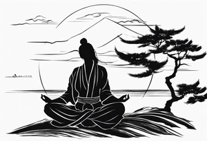 meditating pose, silhuette, wuxia tattoo idea