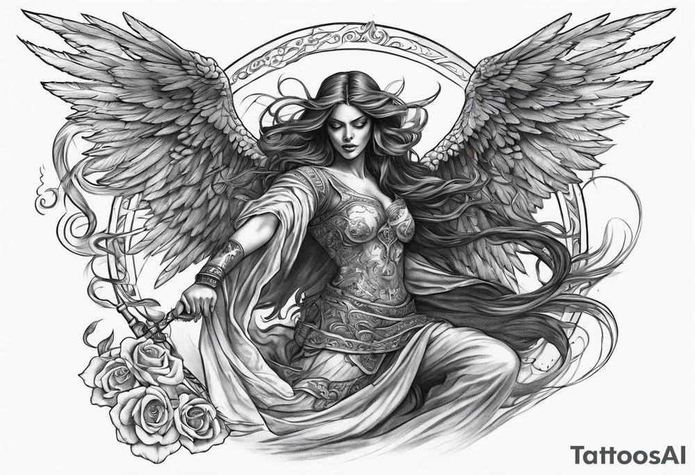 Angel of death dancing with the devil tattoo idea