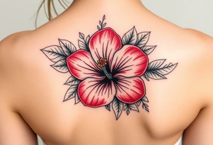 Hibiscus cluster with foliage tattoo idea