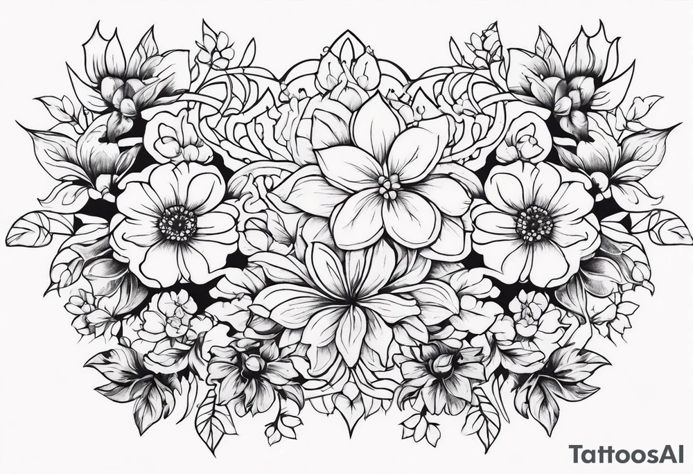 ornaments of flowers tattoo idea