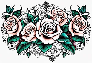 family arm sleeve with roses and infinity vines tattoo idea