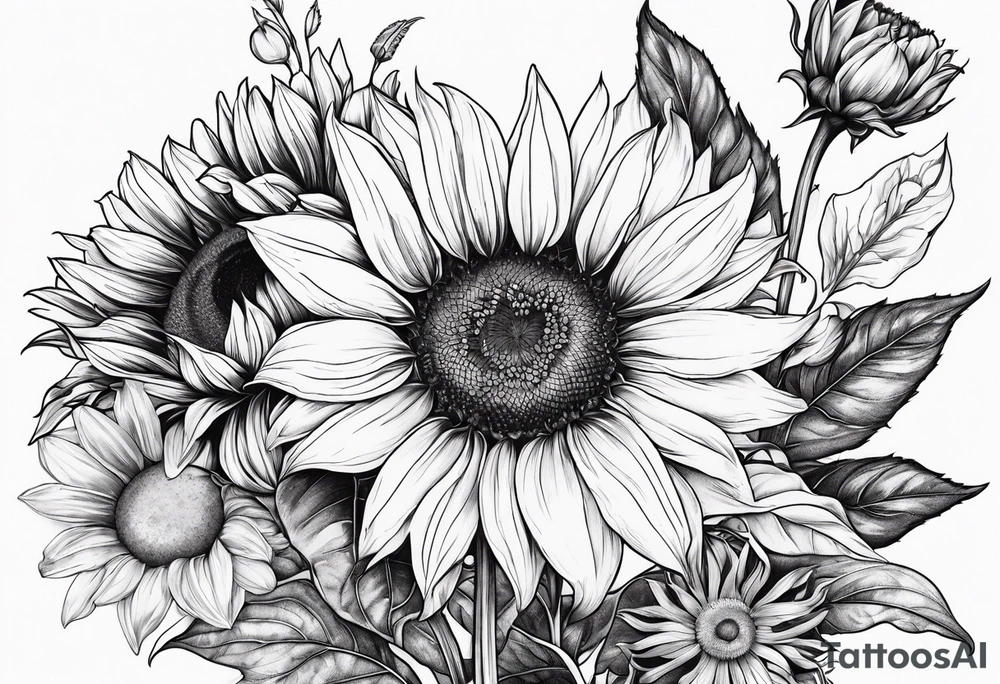 sunflowers, Daisy, wildflower tattoo idea