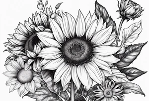 sunflowers, Daisy, wildflower tattoo idea