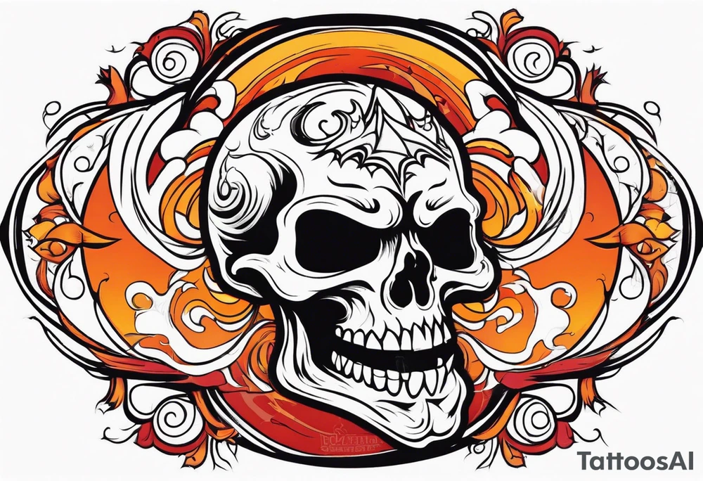 Ghost of skull that is red and orange tattoo idea