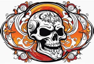 Ghost of skull that is red and orange tattoo idea