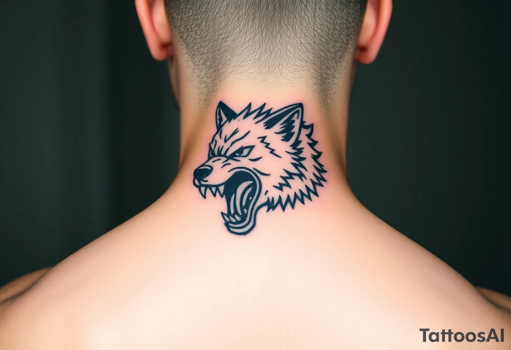 wolf head snarling tattoo idea