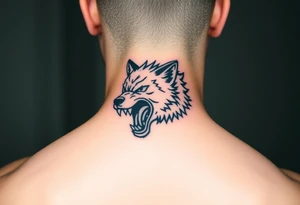 wolf head snarling tattoo idea