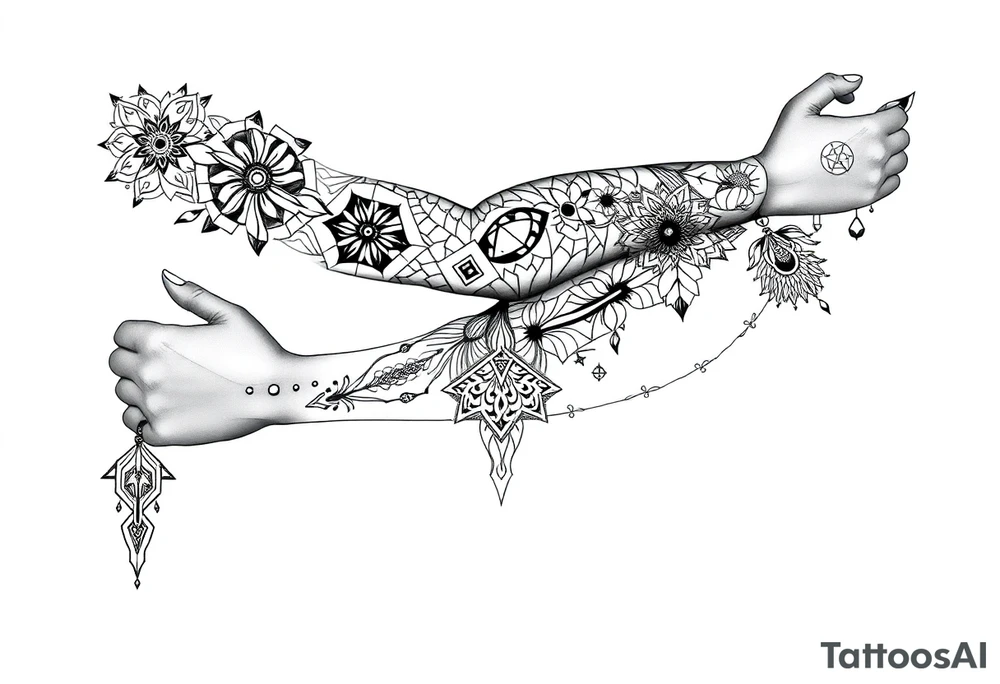 bold line dark shamanstyle tattoo idea